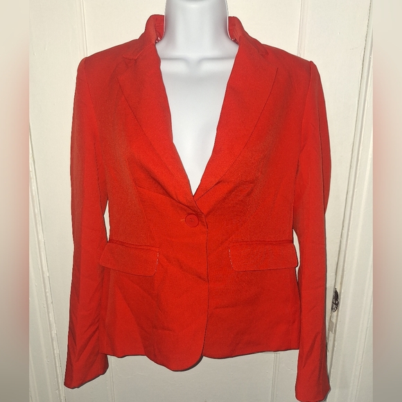 red collared jacket size S,M, elegant COUNTESS brand with a button on the front - Picture 1 of 8